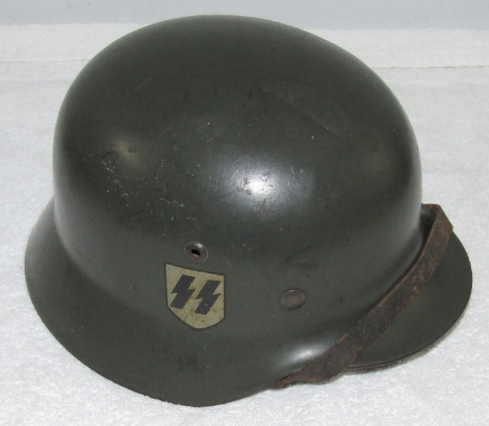 Original WW2 M35 German Helmet-With Liner/Chin Strap-SS Decals