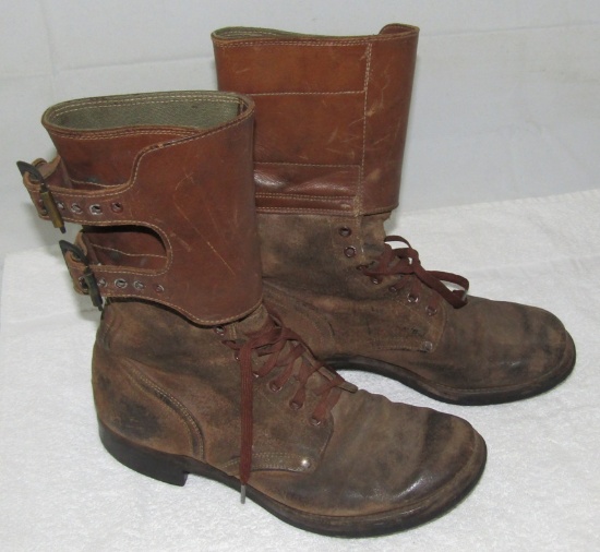 WW2 Period U.S. Army Double Buckle Combat Boots-Named-1944 Dated