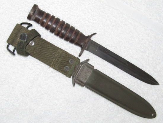 WW2 U.S. Blade Marked M3 Fighting Knife -By Case With Scabbard