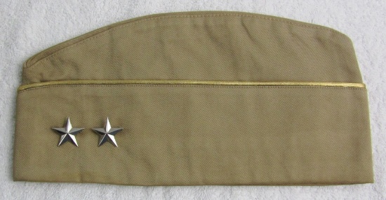 WW2  U.S. Army General Officer's Khaki Side Cap-Named To MG John B. Wogan-13th Armored Div.