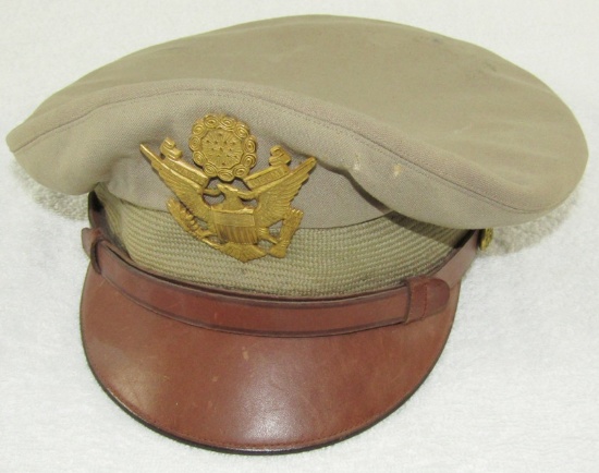 Scarce WW2 U.S. Army/Air Corp Officer's Khaki Visor Cap By Luxenberg