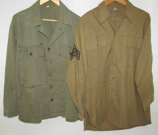 2pcs-WW2 U.S. Army HBT Utility Shirt-Wool Combat Shirt
