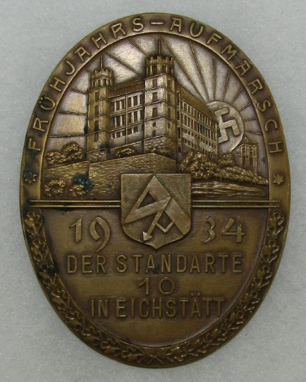 Rare Early Nazi Party SA Table Medallion/Plaque Device-Dated 1934