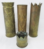 4pcs-WW1/WW2 Trench Art Shell Vases