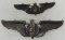2pcs-WWII Period Full Size & Shirt Size Bombardier Wings
