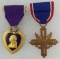 2pcs-WWII Sewn Slot Brooch Purple Heart/Distinguished Service Cross