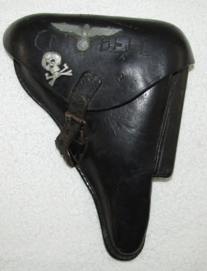 Early Luger Holster With Vet Applied Insignia-Named