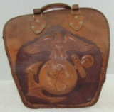 Unique/One Of A Kind 3rd Marine Division Hand Tooled Leather Bowling Ball Bag-Okinawa Occupation.