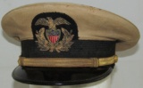 Rare WW2 Period War Shipping Administration Chief Petty Officer's Khaki Visor Hat