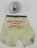 2pcs-WW2 Japanese Saki Cup W/Military Motif-Homefront Miniature Satire Pants