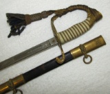 Scarce TRUE WW2/Earlier U.S. Navy Officer's Sword With Scabbard-Named