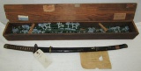 Early Japanese Samurai Katana Sword In lacquered Mounts-Family Insignia-Hand made Blade
