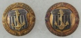 Scarce-Pair Of WW2 Period U.S. Merchant Marines Collar Disc Insignia