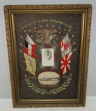 Rare 1920's Embroidered Remembrance Tapestry-USAT Sheridan-China Marines Transport