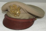 WW2 Period U.S. Army/Army Air Corp Officer's Khaki Visor Cap-By Luxenberg