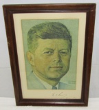 Framed John F. Kennedy Norman Rockwell Portrait Print-Signed/Dated By Kennedy