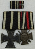 2 Place German Parade Mount Medal Bar With Ribbon Bar-Rare 1870 Iron Cross 2nd Class