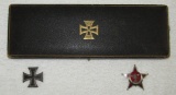 WW1 Period Honor Medal Award/Display Case W/Iron Cross 1st Class/Gallipoli Star