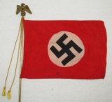 Very Unique German Officer's NSDAP Desk Flag On Marble Base