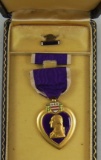 WW2 Period Sewn Slot Brooch Purple Heart With Case-Not Named