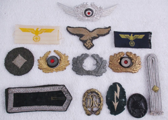 13pcs-Misc WW2 German Cap/Uniform Insignia