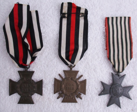 3pcs-WW1 Period German Hindenburg Crosses/Kriegshilfsdienst War Merit Cross
