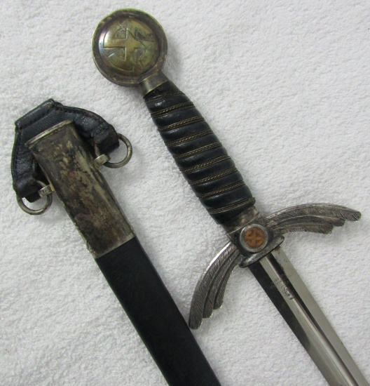 Luftwaffe Officer's dress Sword With Scabbard-Early Nickel Silver Fittings.