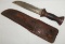 Unique WWII Field Made Trench/Fighting Knife W/Leather Scabbard.