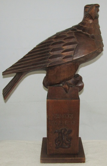 Extremely Rare Hand Carved Eagle On Pedestal- "STANDORT  DEGGENDORF LAH"