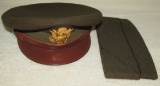 WWII Period U.S. Army Air Corp Green Visor Hat By Luxenberg-Named To B24 Co-Pilot
