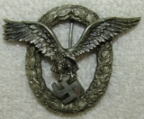 Luftwaffe Pilot Badge-Early Example By JMME