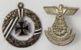 2pcs-WW2 Period Rally Badge-WW1/WW2 Pendant With Iron Cross