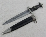 Rare Exclamation Motto SS Dagger With Scabbard-RZM M7/29-SS Number On Cross Guard