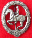 WW2 Period Silver Grade Equestrian Badge By Steinhauer & Luck