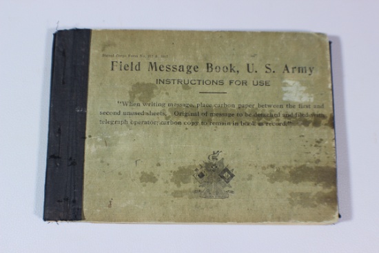1917 Dated US WW1 Signal Corps Field Message Book.
