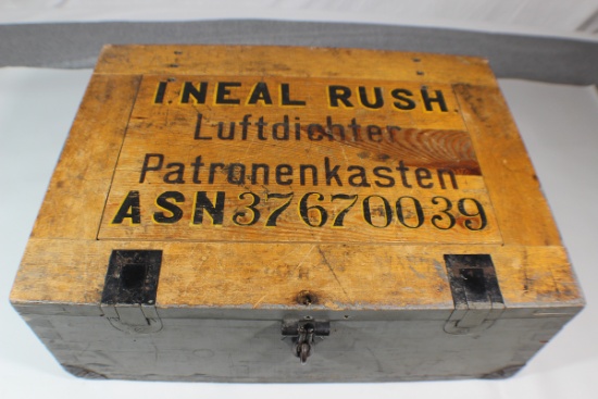 WW2 German 7.92 Ammunition Crate 1500 Rounds. Empty. W/ US Vet Name & Serial Number. Nicely Painted!