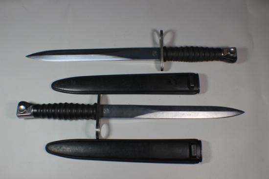 Lot of 2 Swiss M1957 Bayonets.  For the Stgw 57. Good Condition. With Scabbards. No Frogs.