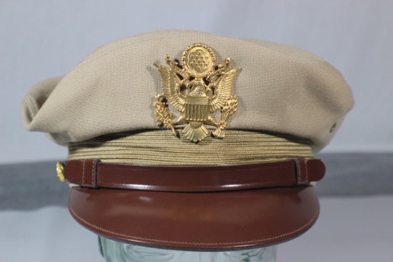 Gorgeous US WW2 Crusher "Style" Named Harris & Frank Khaki Visor Hat