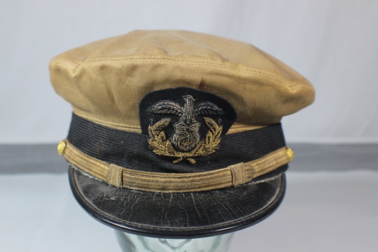 RARE WWII U.S. Maritime Service /Merchant marine Khaki  Visor Cap For Lt. Commander.