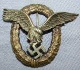 Early WW2 Luftwaffe Pilot's Badge-Unmarked By Friedrich Linden