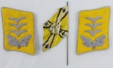 3pcs-Matching Pair Luftwaffe Flight/Paratroops Captain Collar Tabs-Metal Luftwaffe Standarte