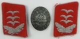 3pcs-Matching Pair Luftwaffe Flak Captain Collar Tabs-Silver Wound Badge