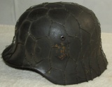 Original WW2 Period Kriegsmarine/Coastal Artillery Single Decal/Full Wire Basket M35 Helmet