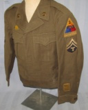WW2 Period 2nd Armored Division Ike Jacket With EM Insignia-Victory Stitching On Patches