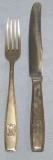 2pcs Original WW2 Period Adolf Hitler Formal Pattern Silver Dinner Fork/Knife