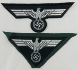 2pcs-Wehrmacht Officer/NCO Flat Wire Bevo Embroidered Breast Eagles-M44 Tunic
