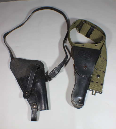 US Vietnam M1911 Pistol Holster Lot of 2. Shoulder & Belt.