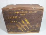 US WW2 Large Wooden Ammunition Crate Box for 240 linked rounds of 50 caliber. Great markings.