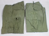 2 Pairs of US Vietnam War Rip Stop & Non Rip Stop Poplin Jungle Pants. Combat Worn. Small.