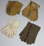 Lot of 4 Pairs of US WW2 Gloves.  Worn.